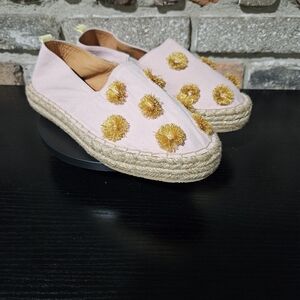 SILVIA COBOS Pink Espadrilles with Gold Embellishments
